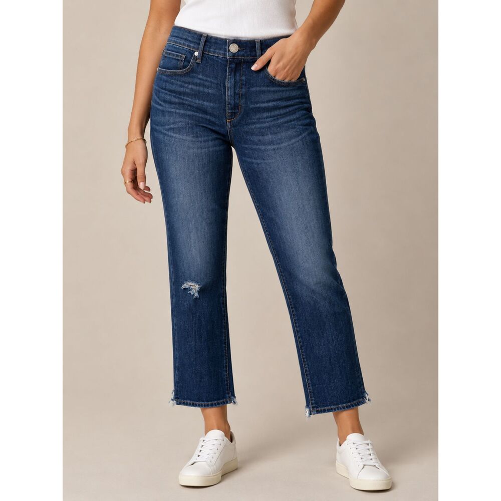 Rag & Bone Cigarette Jeans Womens 29 Dark Bailey Wash Slit Hem Distressed Denim